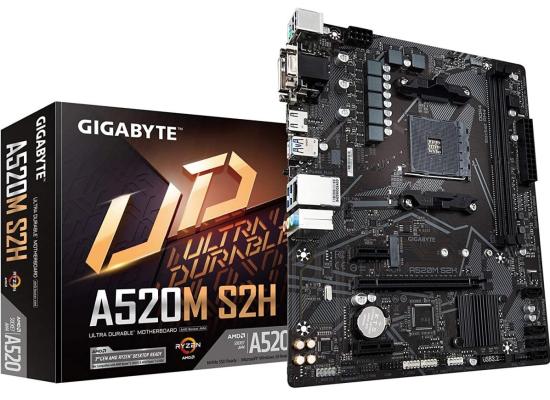 GIGABYTE A520M S2H, AMD RYZEN Processors, AM4/DDR4/PCIe 3.0/1xM.2 - mATX MotherBoard