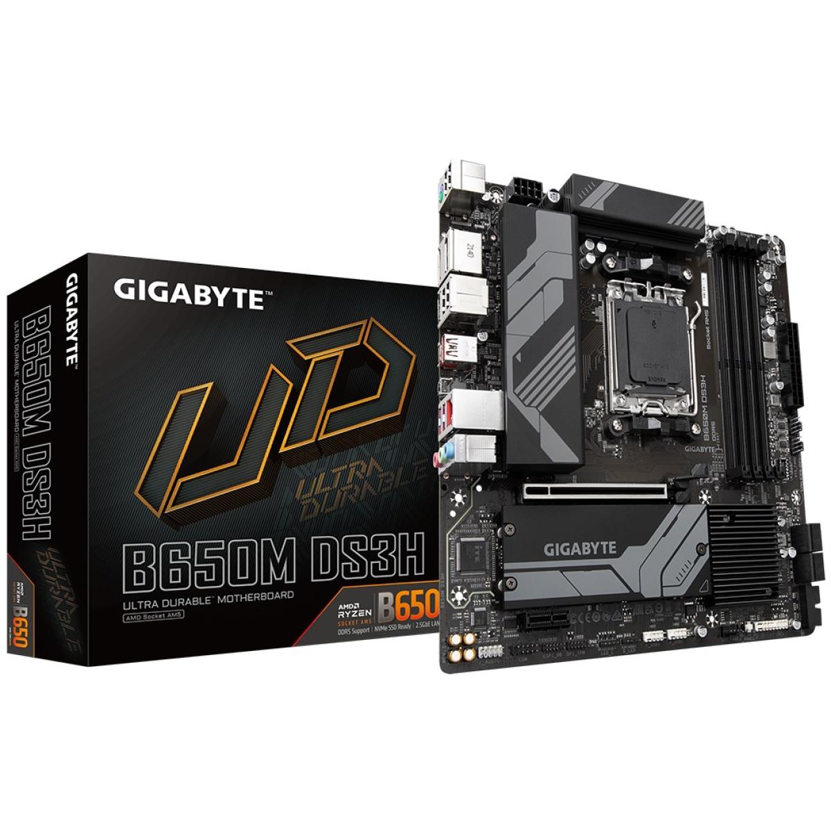 GIGABYTE B650M DS3H AMD RYZEN 7000 Series AM5/DDR5/PCIe 4.0/2xM.2 - mATX Gaming MotherBoard