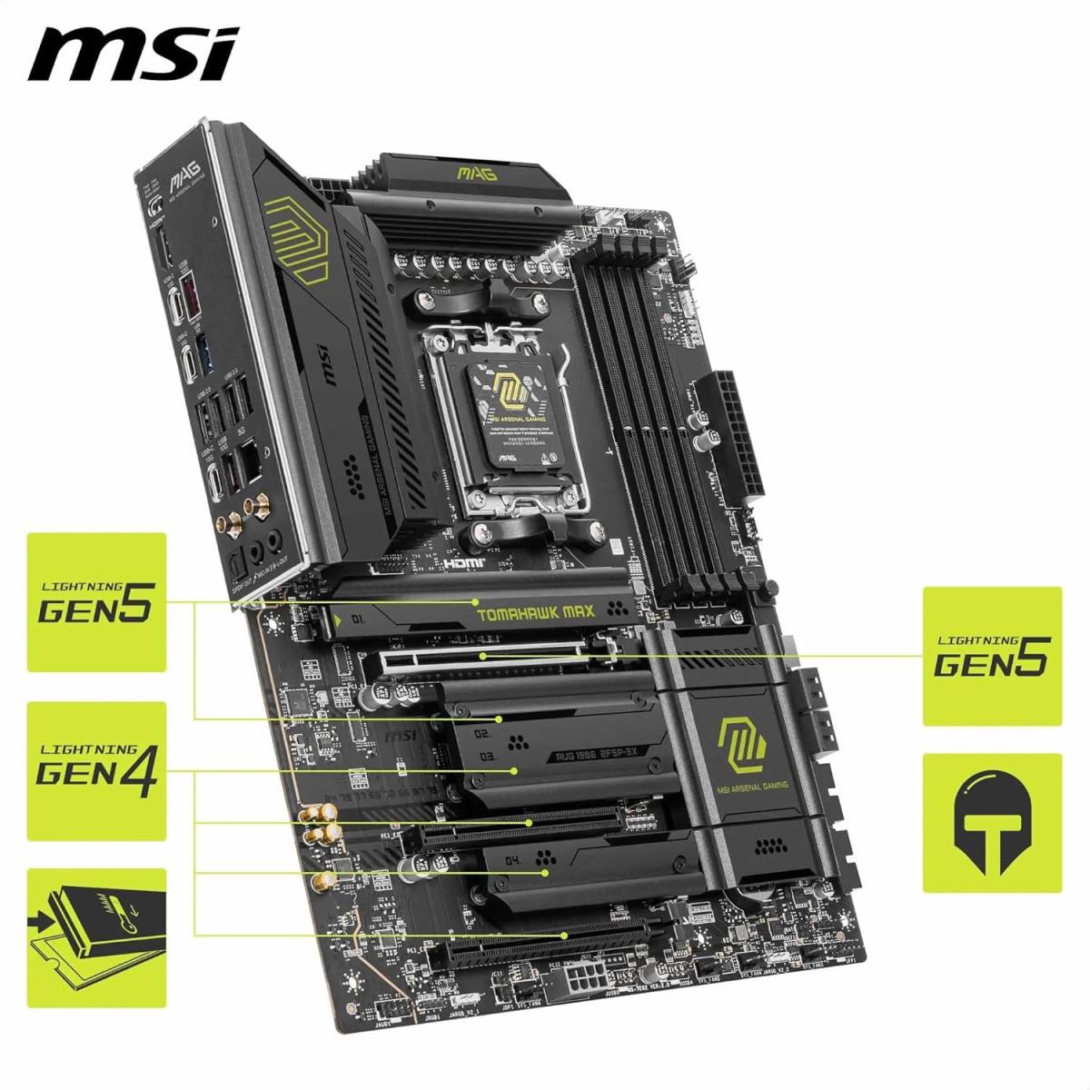 MSI MAG X870E TOMAHAWK WIFI (Wi-Fi 7) AMD RYZEN 7000 8000 9000 Series AM5/DDR5/PCIe 5.0/4xM.2 - ATX Gaming MotherBoard