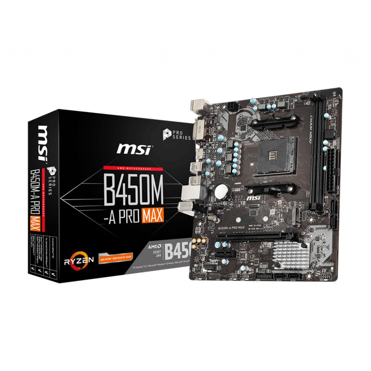 MSI AMD B450M-A PRO MAX AM4 Micro ATX DDR4 M.2, USB 3 - Motherboard