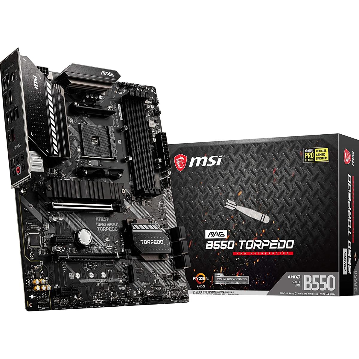 MSI MAG B550 Torpedo Gaming ATX Motherboard AMD AM4, DDR4, PCIe 4.0, SATA 6Gb/s, Dual M.2, USB 3.2 Gen