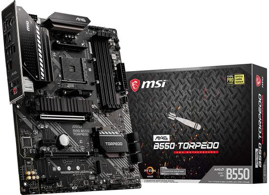 MSI MAG B550 Torpedo Gaming ATX Motherboard AMD AM4, DDR4, PCIe 4.0, SATA 6Gb/s, Dual M.2, USB 3.2 Gen