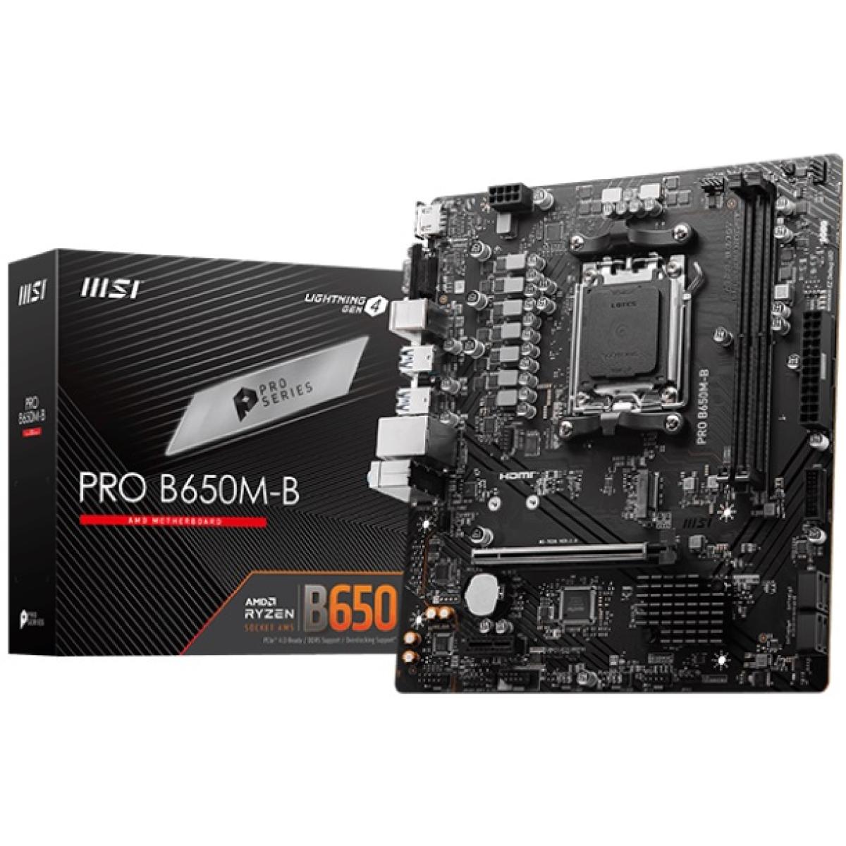 MSI PRO B650M-B AMD RYZEN 7000 Series AM5/DDR5/PCIe 4.0/1xM.2 - mATX Gaming MotherBoard