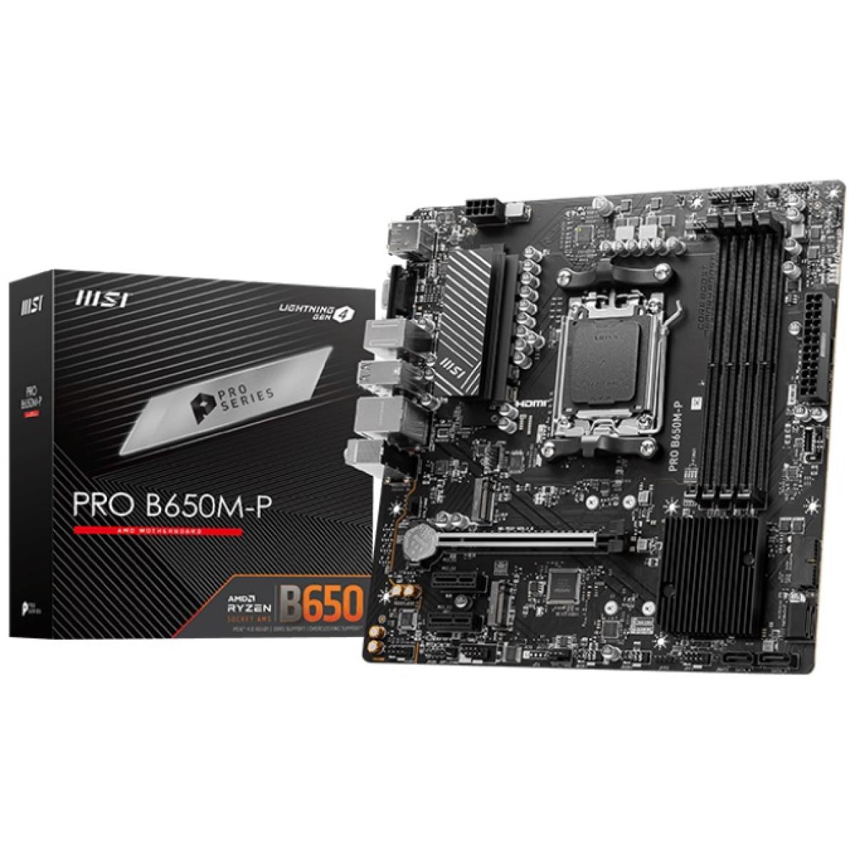 MSI PRO B650M-P AMD RYZEN 7000 Series AM5/DDR5/PCIe 4.0/2xM.2 - mATX Gaming MotherBoard