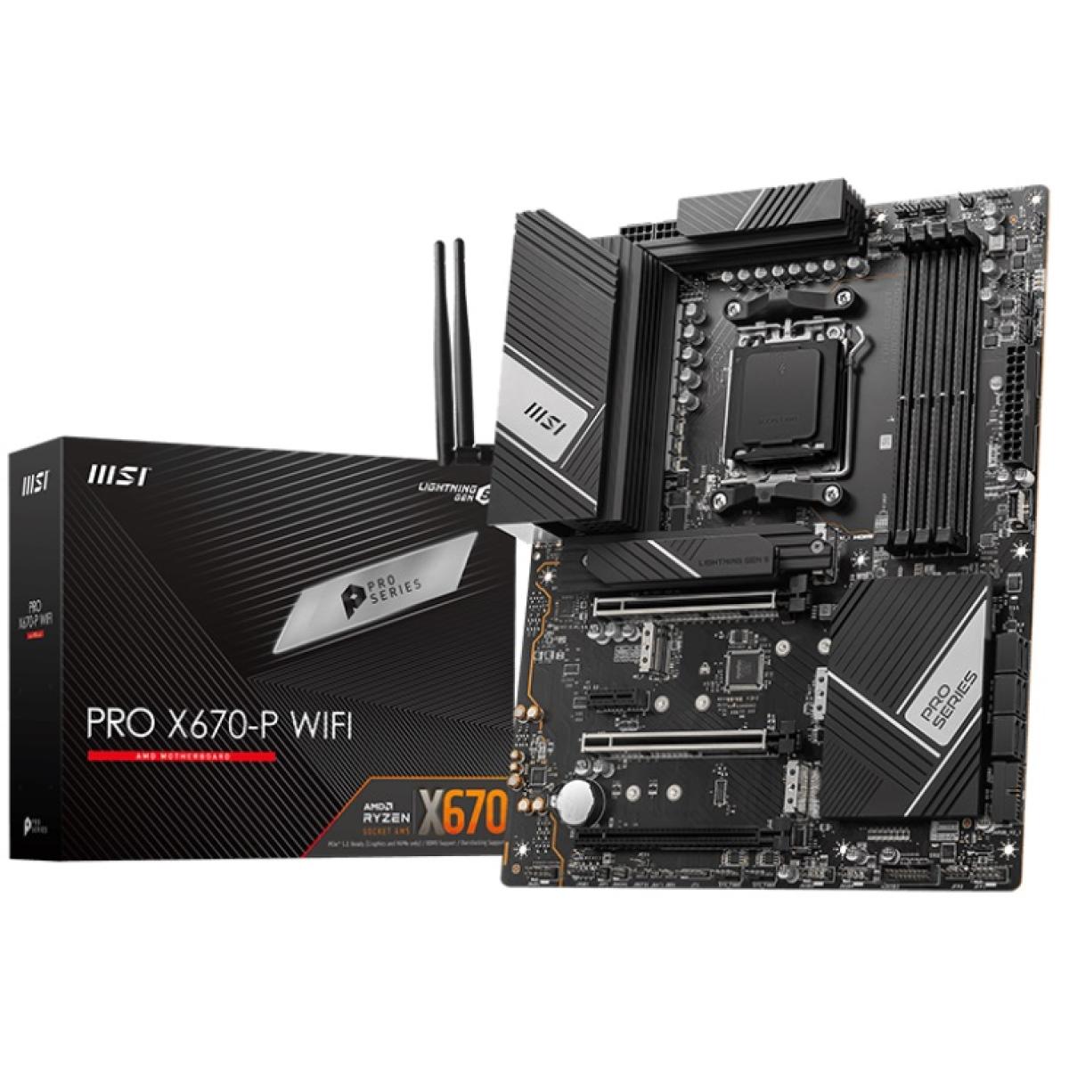 MSI PRO X670-P WIFI (WiFi 6E) AMD RYZEN 7000 Series AM5/DDR5/PCIe 5.0/4xM.2 - ATX Gaming MotherBoard