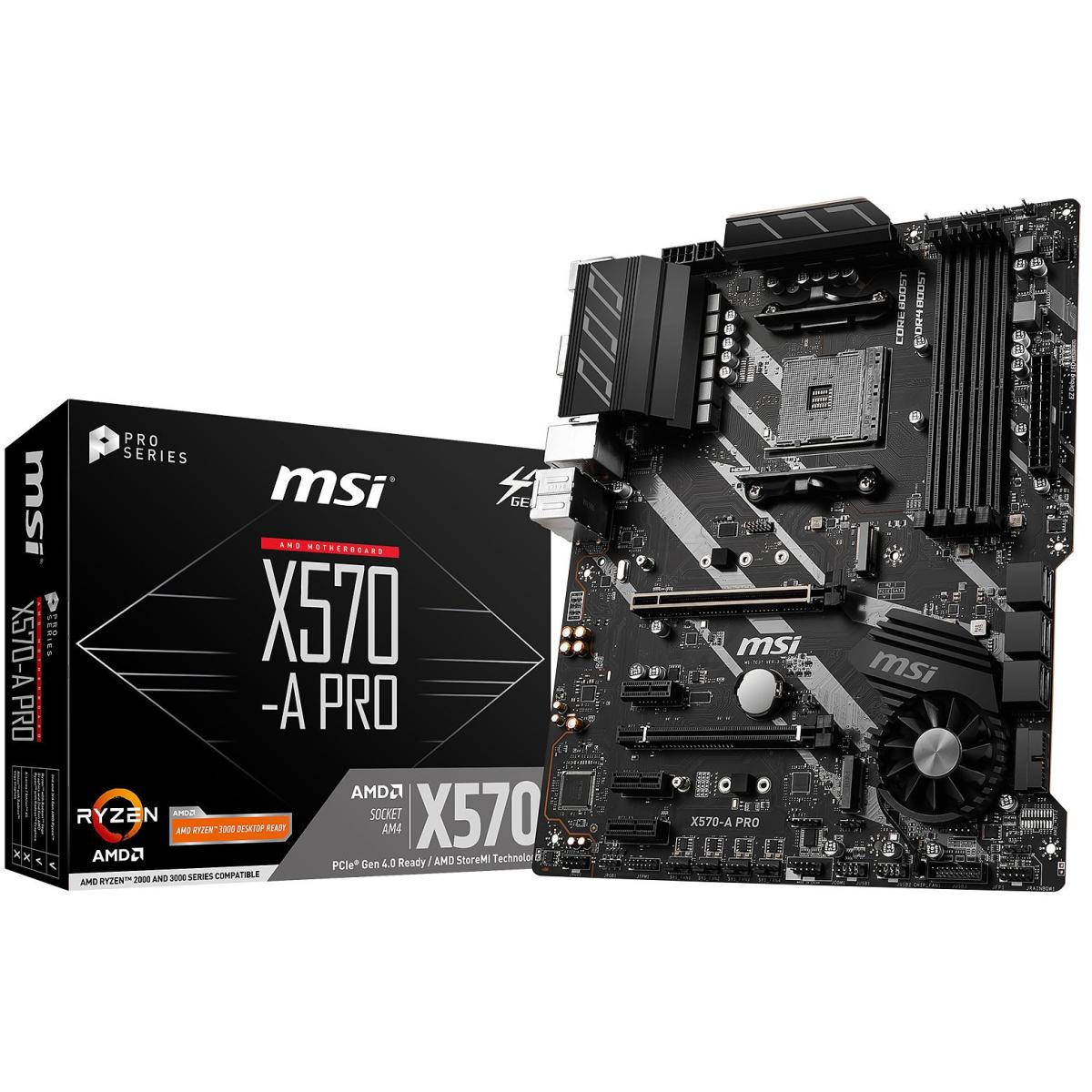 MSI X570-A PRO AMD RYZEN AM4 ATX Gaming Motherboard,PCIe 4.0, M.2, USB 3.2 Type-C