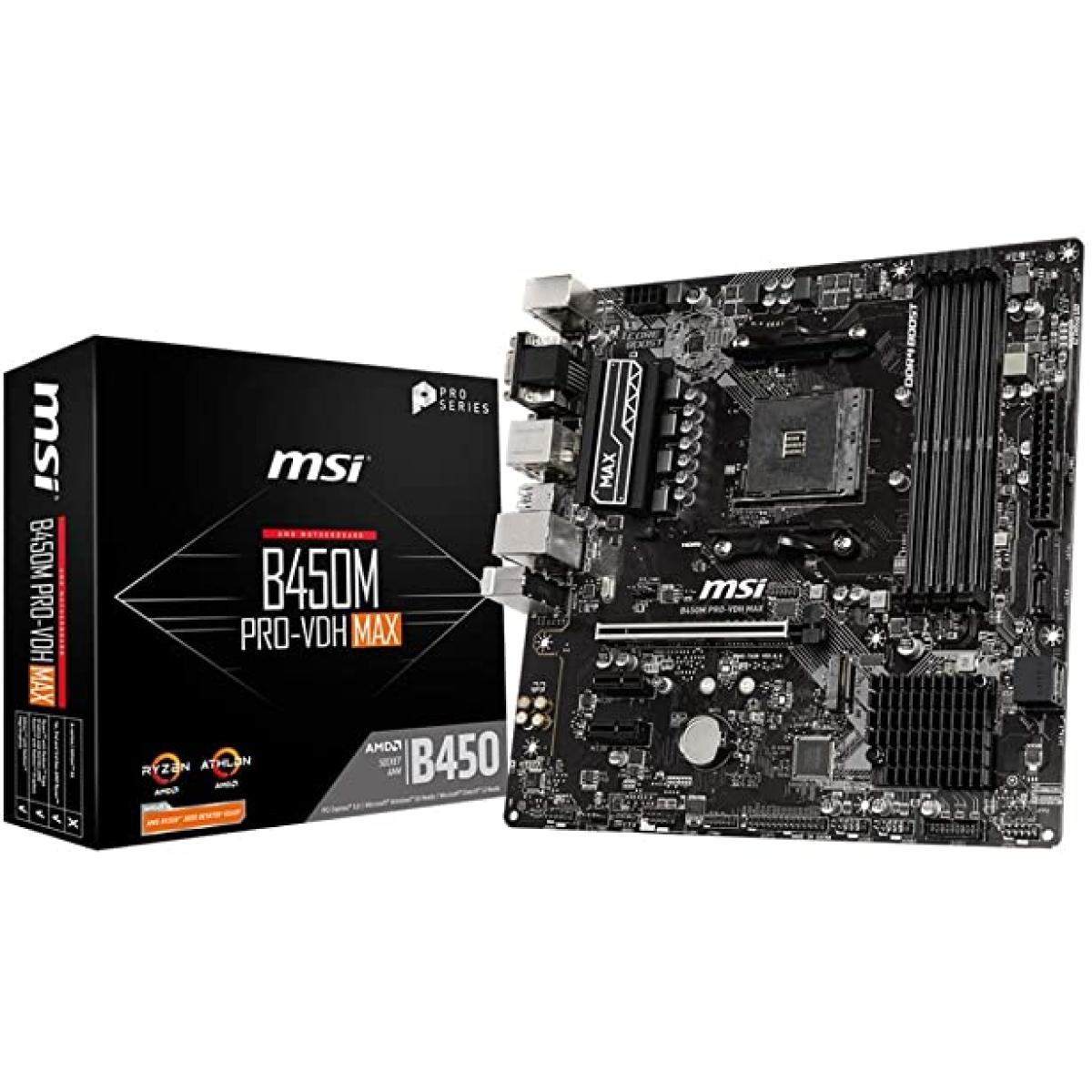 MSI AMD B450M PRO-VDH Max AM4 Micro ATX DDR4-SDRAM Motherboard