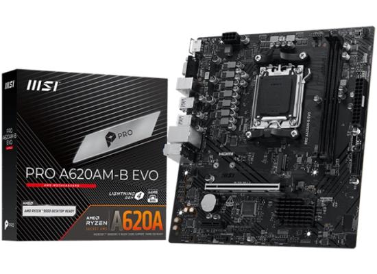 MSI PRO A620AM-B EVO AMD RYZEN 7000 8000 9000 Series AM5/DDR5/PCIe 4.0/1xM.2 - mATX MotherBoard