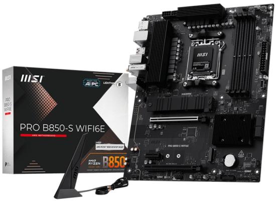 MSI PRO B850-S WIFI6E, AMD RYZEN 7000 8000 9000 Series AM5/DDR5/PCIe 5.0/2xM.2 - ATX Gaming MotherBoard