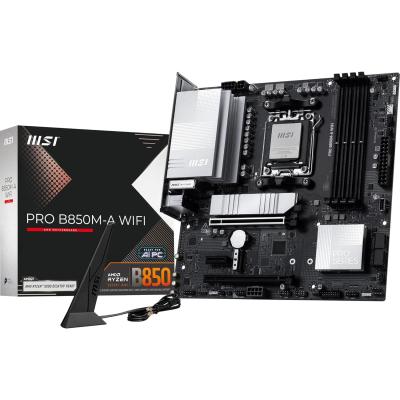 MSI PRO B850M-A WIFI (Wi-Fi 7) AMD RYZEN 7000 8000 9000 Series AM5/DDR5/PCIe 5.0/2xM.2 - mATX Gaming MotherBoard