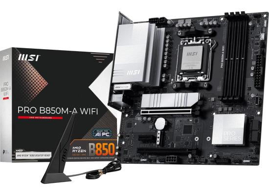 MSI PRO B850M-A WIFI (Wi-Fi 7) AMD RYZEN 7000 8000 9000 Series AM5/DDR5/PCIe 5.0/2xM.2 - mATX Gaming MotherBoard