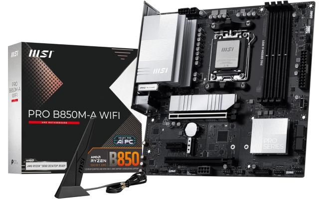 MSI PRO B850M-A WIFI (Wi-Fi 7) AMD RYZEN 7000 8000 9000 Series AM5/DDR5/PCIe 5.0/2xM.2 - mATX Gaming MotherBoard