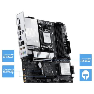 MSI PRO B850M-A WIFI (Wi-Fi 7) AMD RYZEN 7000 8000 9000 Series AM5/DDR5/PCIe 5.0/2xM.2 - mATX Gaming MotherBoard