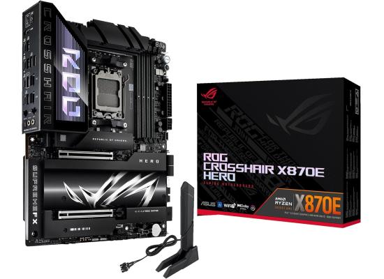 ASUS ROG CROSSHAIR X870E HERO WIFI (Wi-Fi 7) AMD RYZEN 7000 8000 9000 Series AM5/DDR5/PCIe 5.0/5xM.2 - ATX Gaming MotherBoard