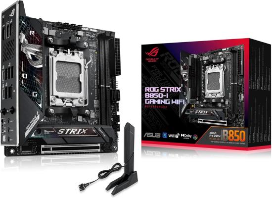 ASUS ROG STRIX B850-I GAMING WIFI (Wi-Fi 7) AMD RYZEN 7000 8000 9000 Series AM5/DDR5/PCIe 5.0/2xM.2 - Mini ITX Gaming MotherBoard
