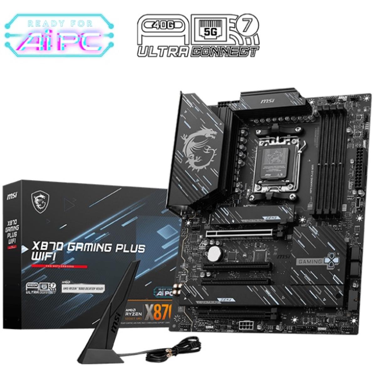 MSI X870 GAMING PLUS WIFI (Wi-Fi 7) AMD RYZEN 7000 8000 9000 Series AM5/DDR5/PCIe 5.0/3xM.2 - ATX Gaming MotherBoard