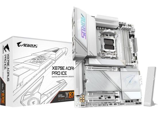 GIGABYTE X870E AORUS PRO ICE (Wi-Fi 7) AMD RYZEN 7000 8000 9000 Series AM5/DDR5/PCIe 5.0/4xM.2 - ATX Gaming MotherBoard