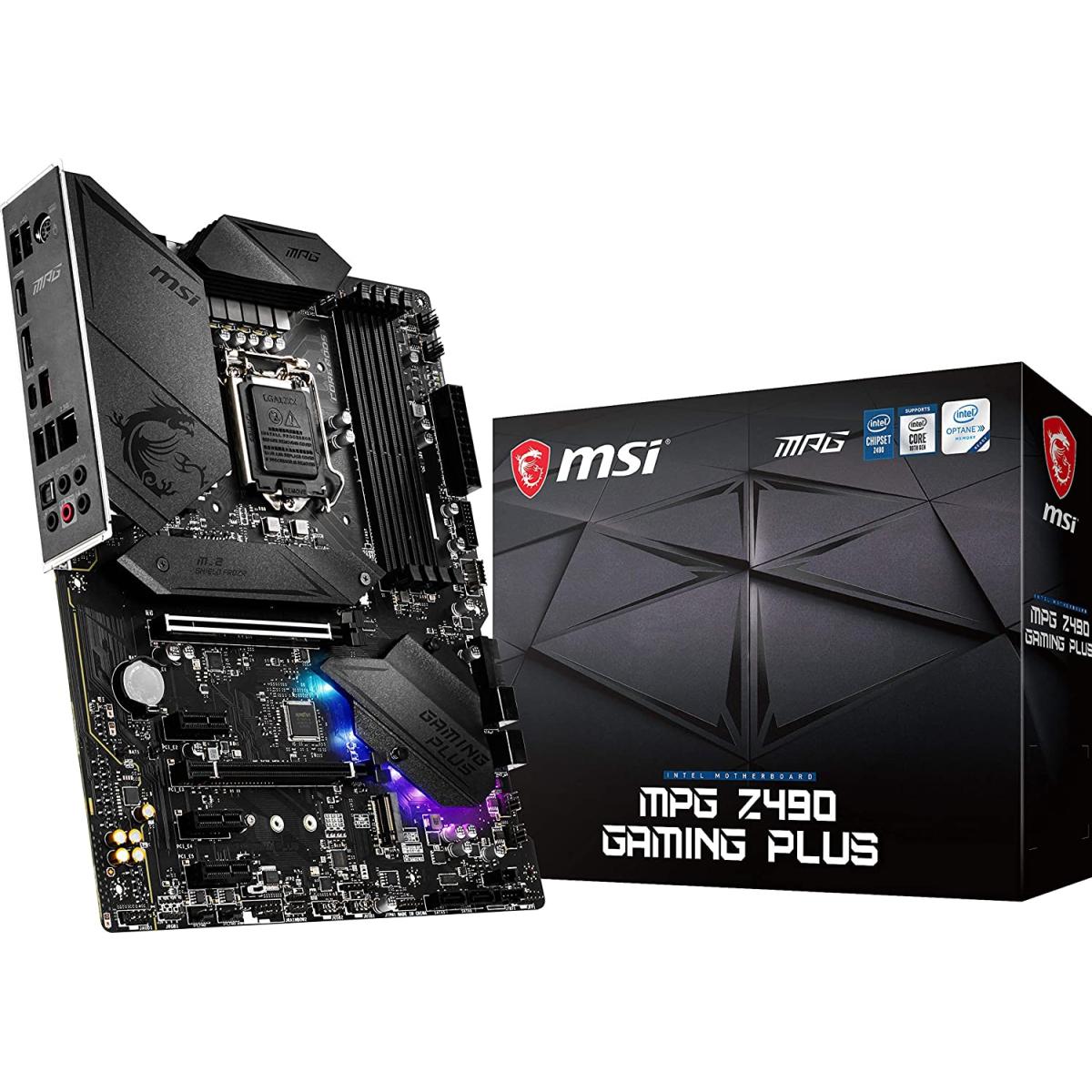 MSI MPG Z490 Gaming Plus Gaming Motherboard DDR4, CF, Dual M.2 Slots, USB 3.2 Gen 2 Motherboard LGA 1200