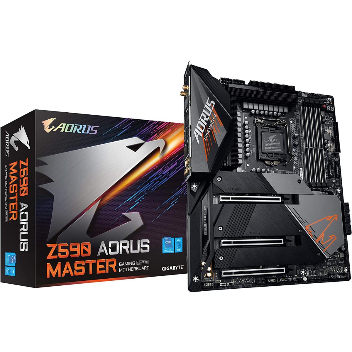 GIGABYTE Z590 AORUS MASTER LGA 1200/Intel Z590/ATX/Triple M.2/PCIe 4.0/USB 3.2 Gen2X2 Type-C/Intel WiFi 6E/AQUANTIA 10GbE LAN/Gaming Motherboard