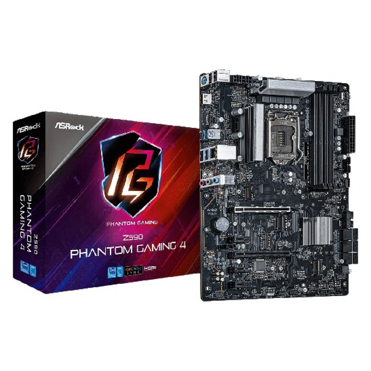 ASROCK Z590 Phantom Gaming 4 LGA1200/PCIe 4.0/ DDR4/ 6 SATA3/USB 3.2 Gen2/ATX Motherboard