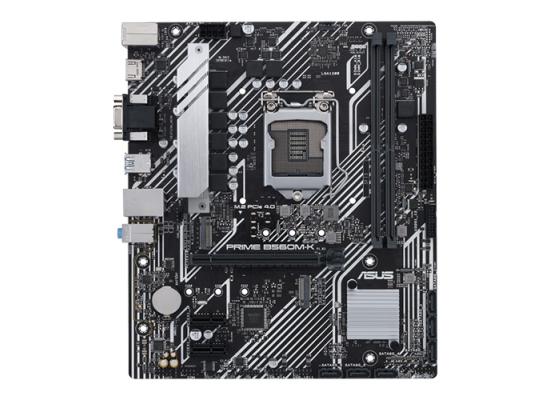 ASUS PRIME B560M-K (LGA 1200), PCIe 4.0,two M.2 slots, Intel® 1 Gb Ethernet, DisplayPort, dual HDMI, USB 3.2 Gen 2 Type-C®, V-M.2 Key E slot for Wi-Fi , Aura Sync, Addressable RGB, mATX Motherboard