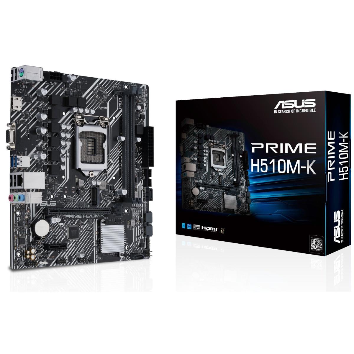 ASUS PRIME H510M-K (LGA 1200) with PCIe 4.0 M.2 HDMI USB 3.2 SATA 6 Gbps RGB Header-Micro ATX Motherboard