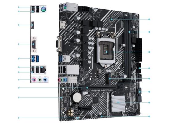 ASUS PRIME H510M-K (LGA 1200) with PCIe 4.0 M.2 HDMI USB 3.2 SATA 6 Gbps RGB Header-Micro ATX Motherboard