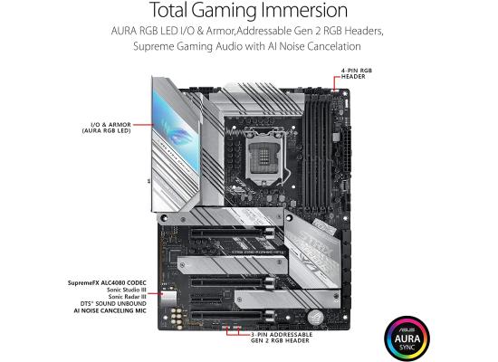 ASUS ROG STRIX Z590-A Gaming WiFi 6 LGA1200 (Intel 11th/10thGen) ATX White Scheme Gaming Motherboard PCIe 4.0, 2.5Gb LAN