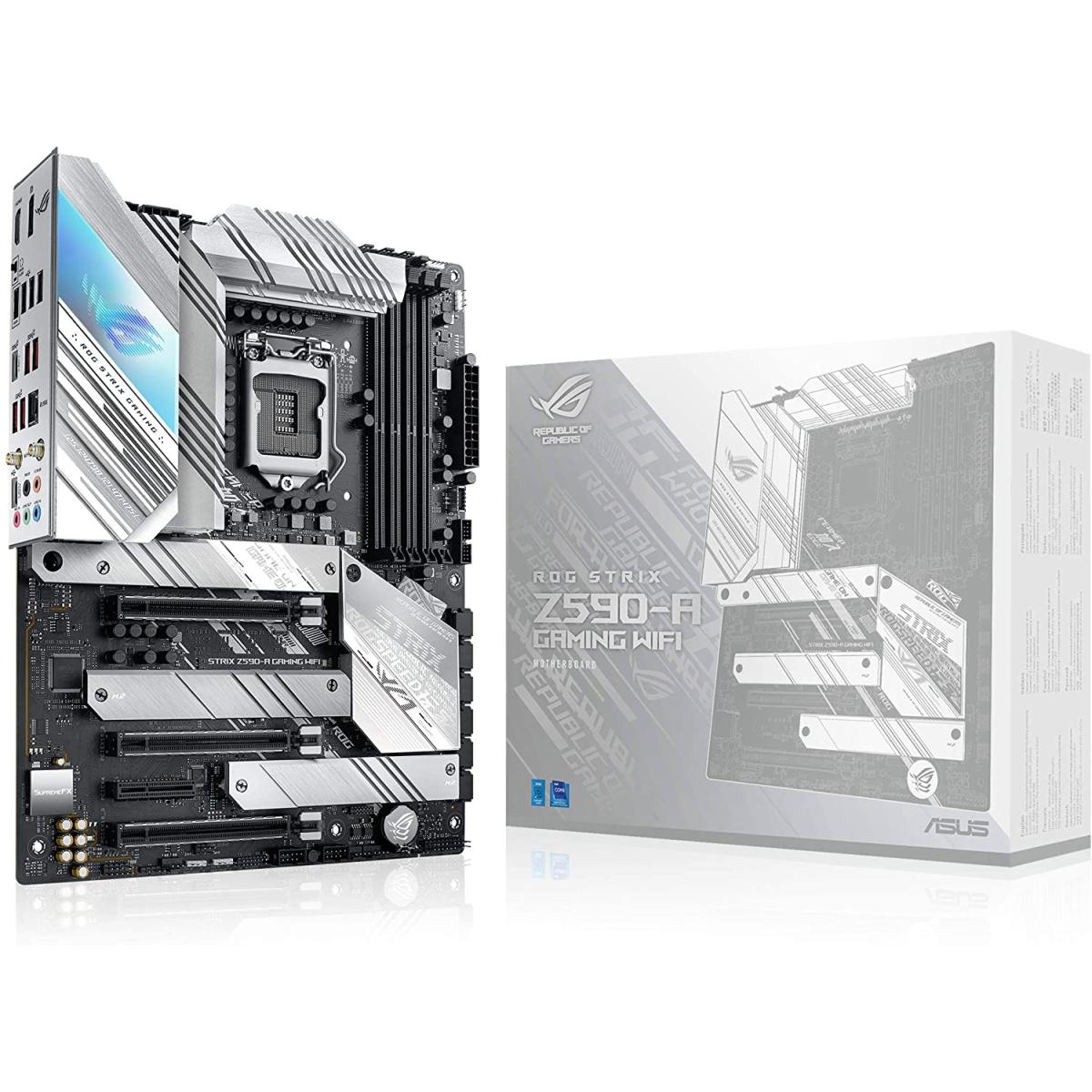 ASUS ROG STRIX Z590-A Gaming WiFi 6 LGA1200 (Intel 11th/10thGen) ATX White Scheme Gaming Motherboard PCIe 4.0, 2.5Gb LAN