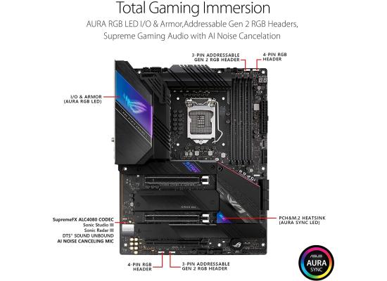 ASUS ROG STRIX Z590-E Gaming WiFi 6E + BT5.2  LGA 1200(Intel 11th/10th Gen) ATX Gaming Motherboard (PCIe 4.0, 14+2 Power Stages, DDR4 5333+, Dual Intel 2.5 Gb LAN,Thunderbolt 4, 4xM.2/NVMe SSD and Aura RGB)