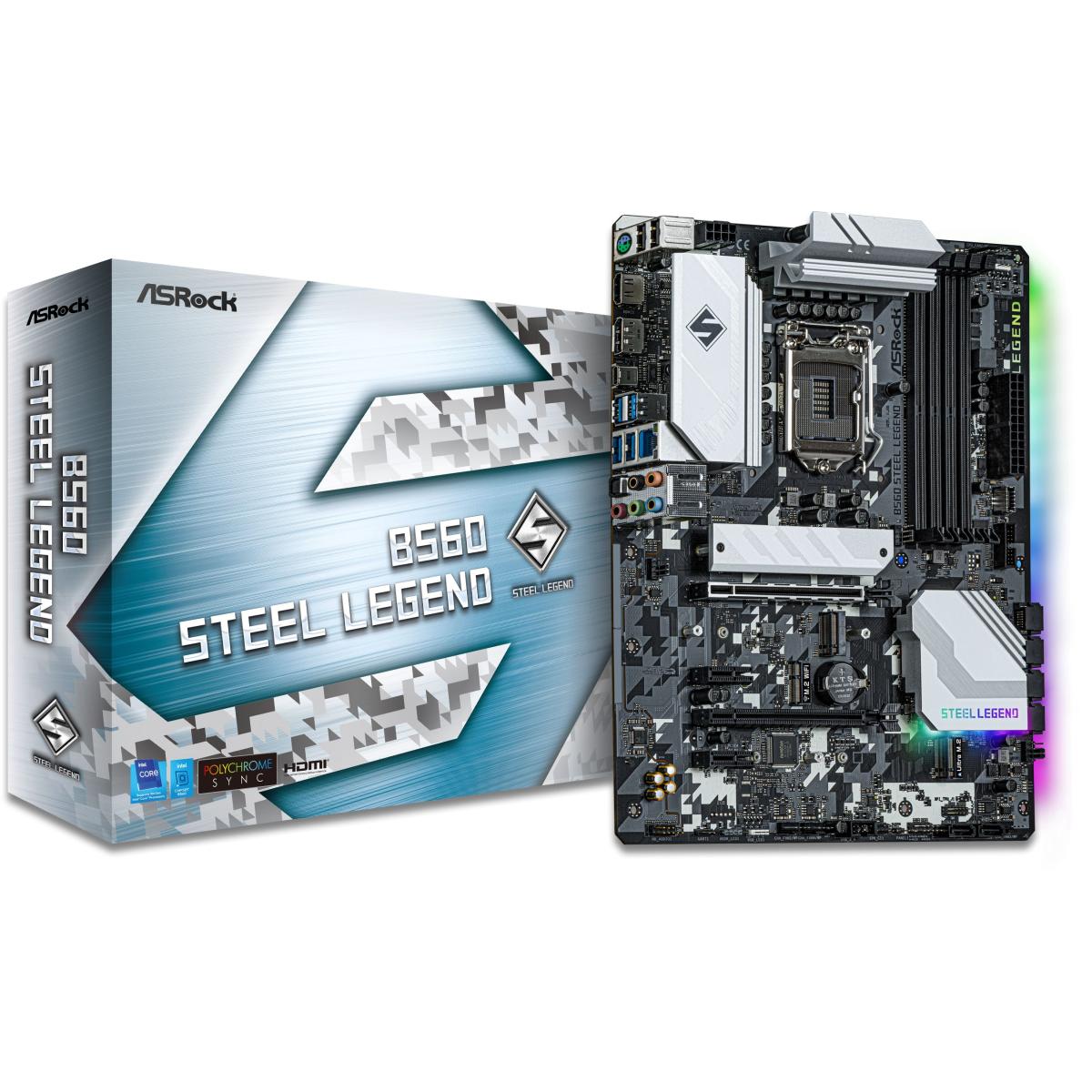 Asrock B560 Steel Legend LGA 1200 Intel B560 GEN 4/ 6 SATA 6Gb/s/M.2 Support With Heatsink/7.1 Channels/DisplayPort 1.4/USB 3.2 Gen2 - ATX Motherboard