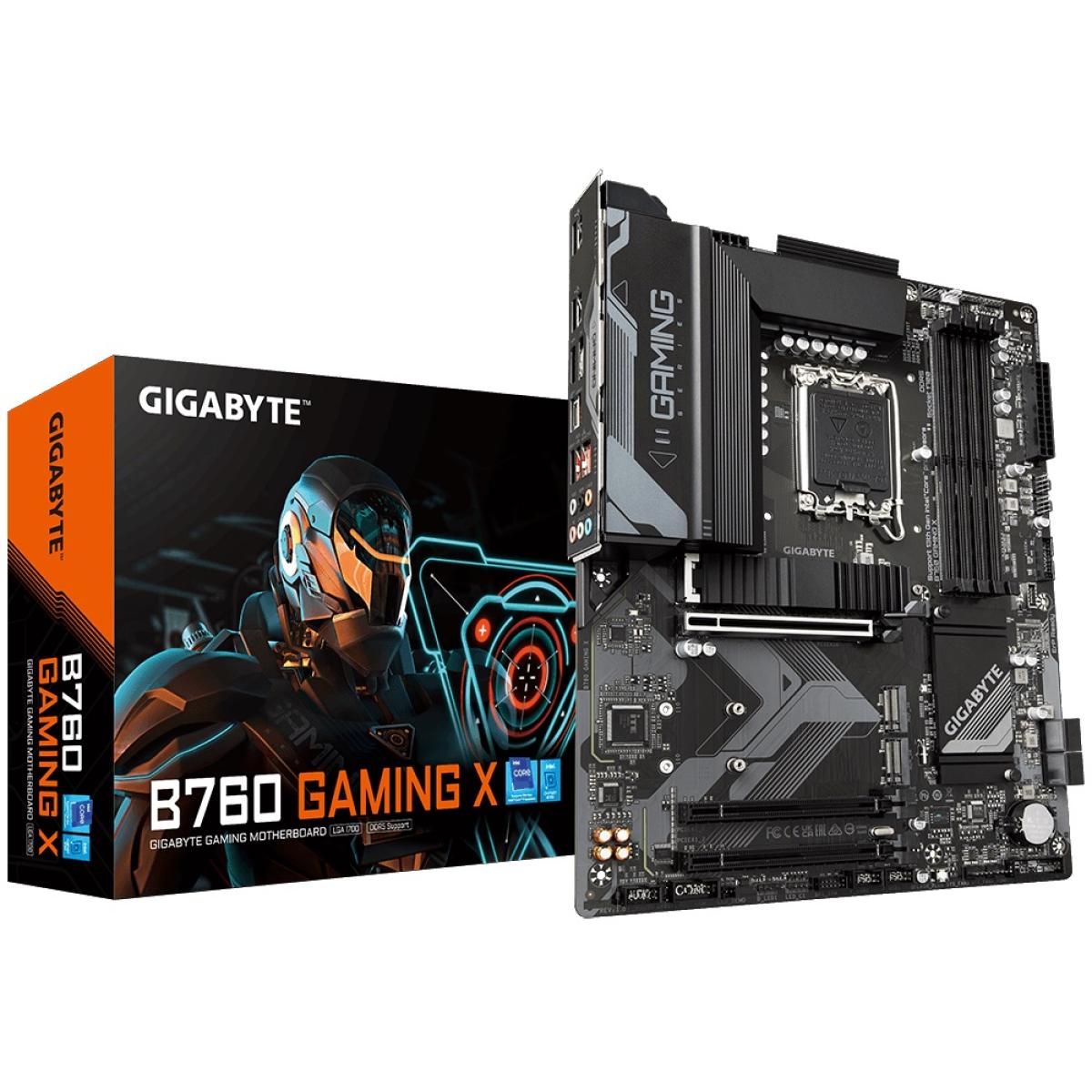 GIGABYTE B760 GAMING X, Intel 14th 13th 12th Series, LGA 1700/DDR5/PCIe 4.0/3xM.2 - ATX Gaming MotherBoard