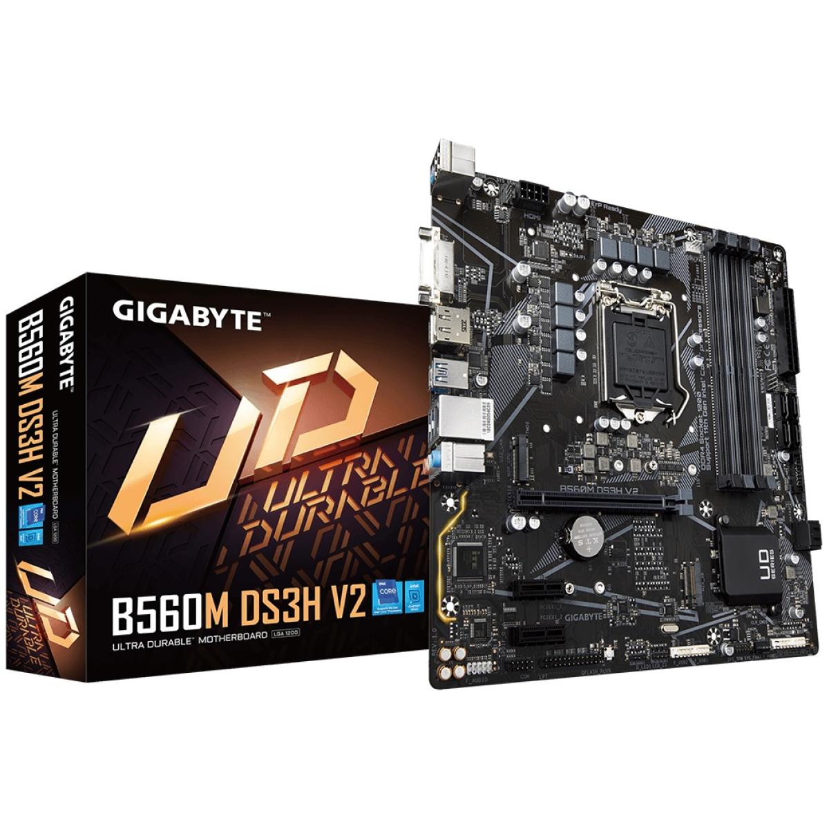 GIGABYTE B560M DS3H V2 LGA1200 Micro-ATX M.2 PCIe 4.0 USB Type-C USB 3.2 Gen1 GbE LAN-Motherboard