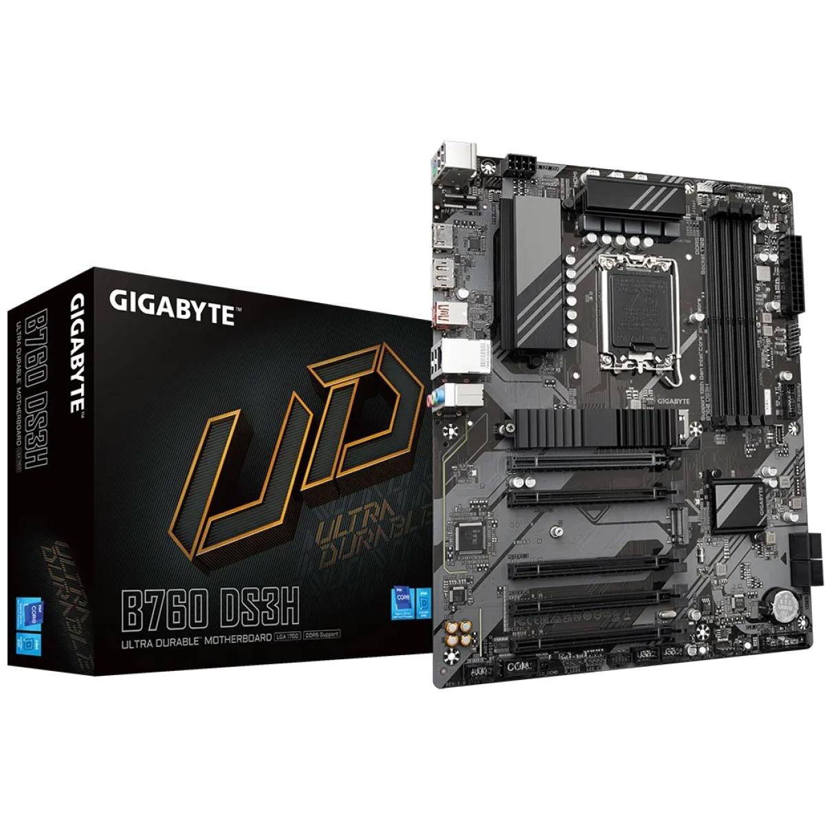 GIGABYTE B760 DS3H, Intel 13th 12th Series, LGA 1700/DDR5/PCIe 4.0/2xM.2 - ATX Gaming MotherBoard