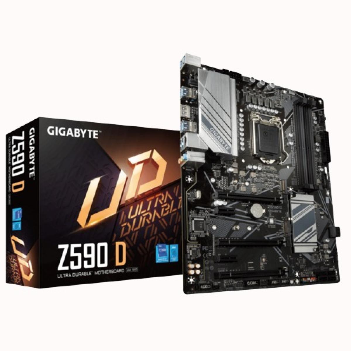 GIGABYTE Z590 D Motherboard - LGA 1200/ Intel Z590/ ATX/M.2/ PCIe 4.0/ USB 3.2 Gen 1/ GbE Gaming LAN, 8-ch HD Audio with Audio Caps