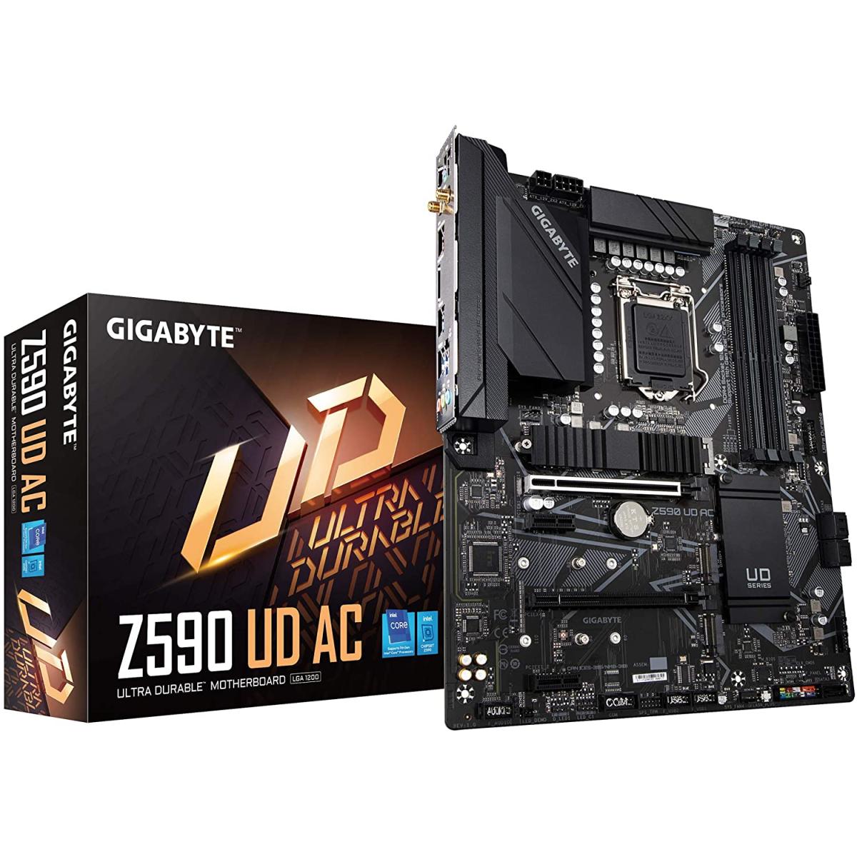 GIGABYTE Z590 UD AC LGA 1200/ Intel Z590/ ATX/Triple M.2/ PCIe 4.0/ USB 3.2 Gen 2/ Intel Wireless-AC/ 2.5GbE LAN/ Motherboard