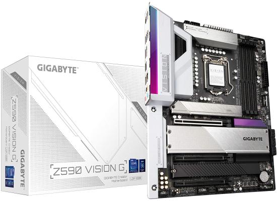 GIGABYTE Z590 Vision G LGA 1200/Intel Z590/ATX/3x M.2/PCIe 4.0/USB 3.2 Gen2X2 Type-C/2.5GbE LAN-Motherboard