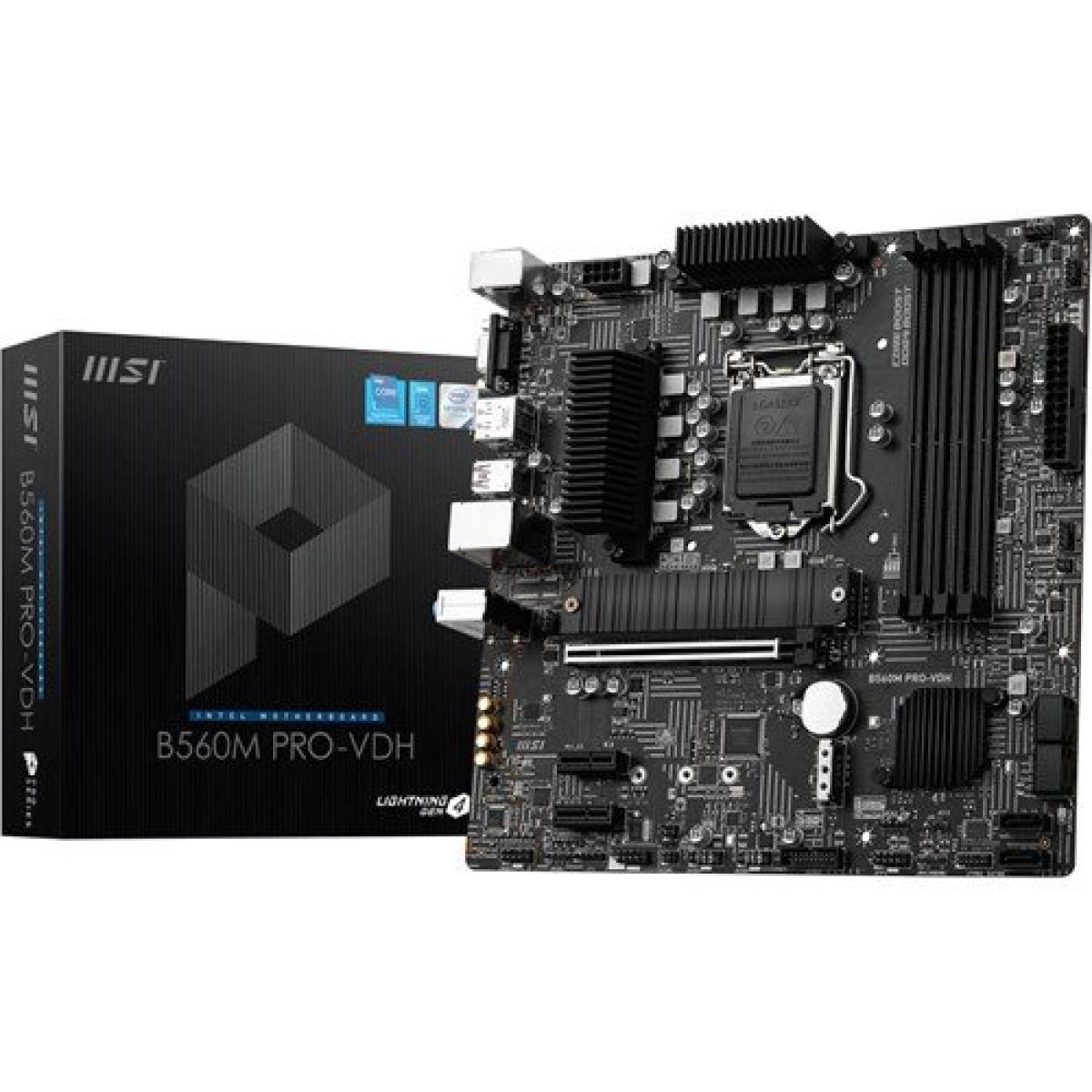 MSI B560M PRO-VDH 11th/10th Gen Intel Core, LGA 1200 Socket, DDR4, PCIe 4, CFX, M.2 Slots, USB 3.2 mATX Motherboard
