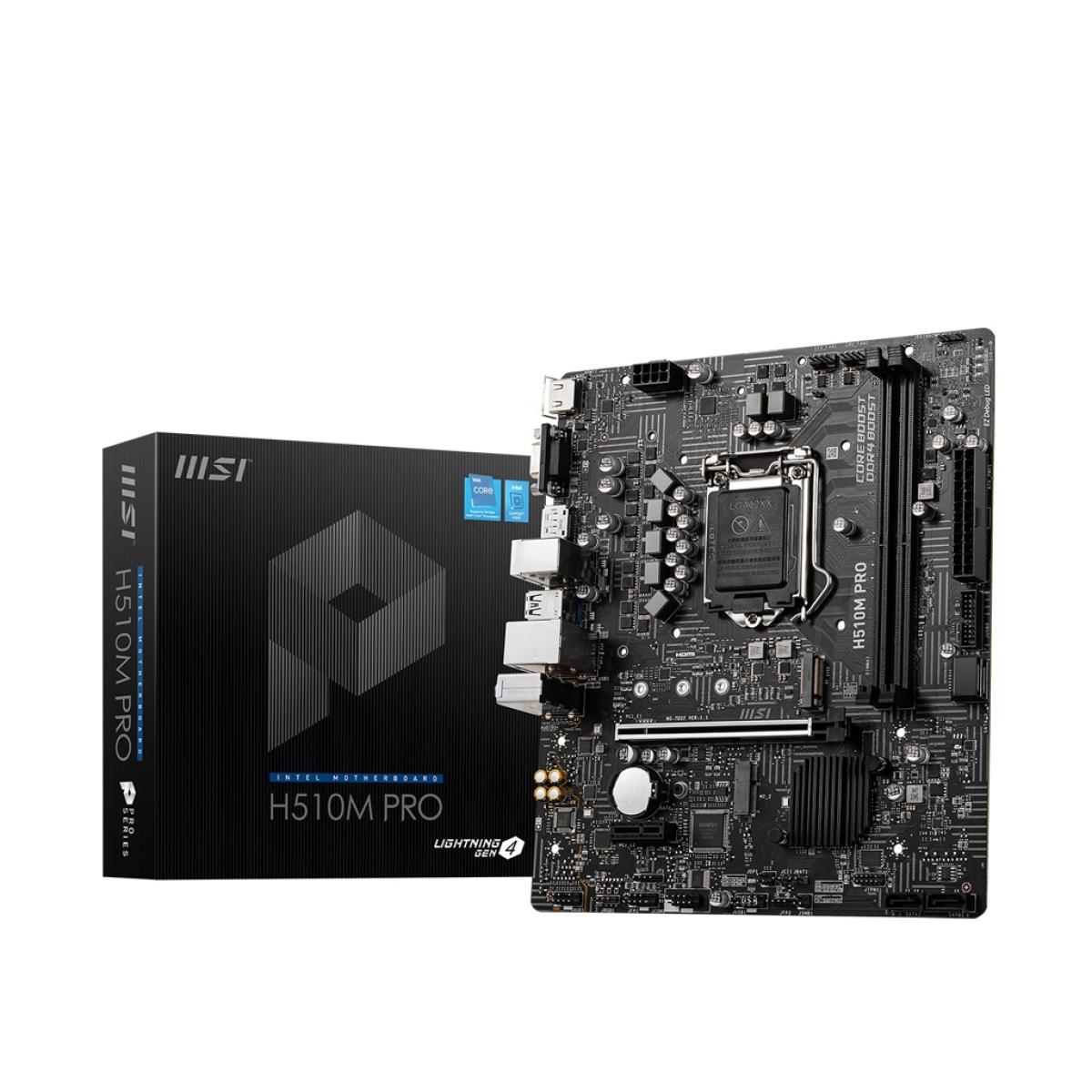MSI H510M-PRO LGA 1200 Intel H510 11th & 10th Intel CPUs SATA 6Gb/s M.2 mATX Intel Motherboard