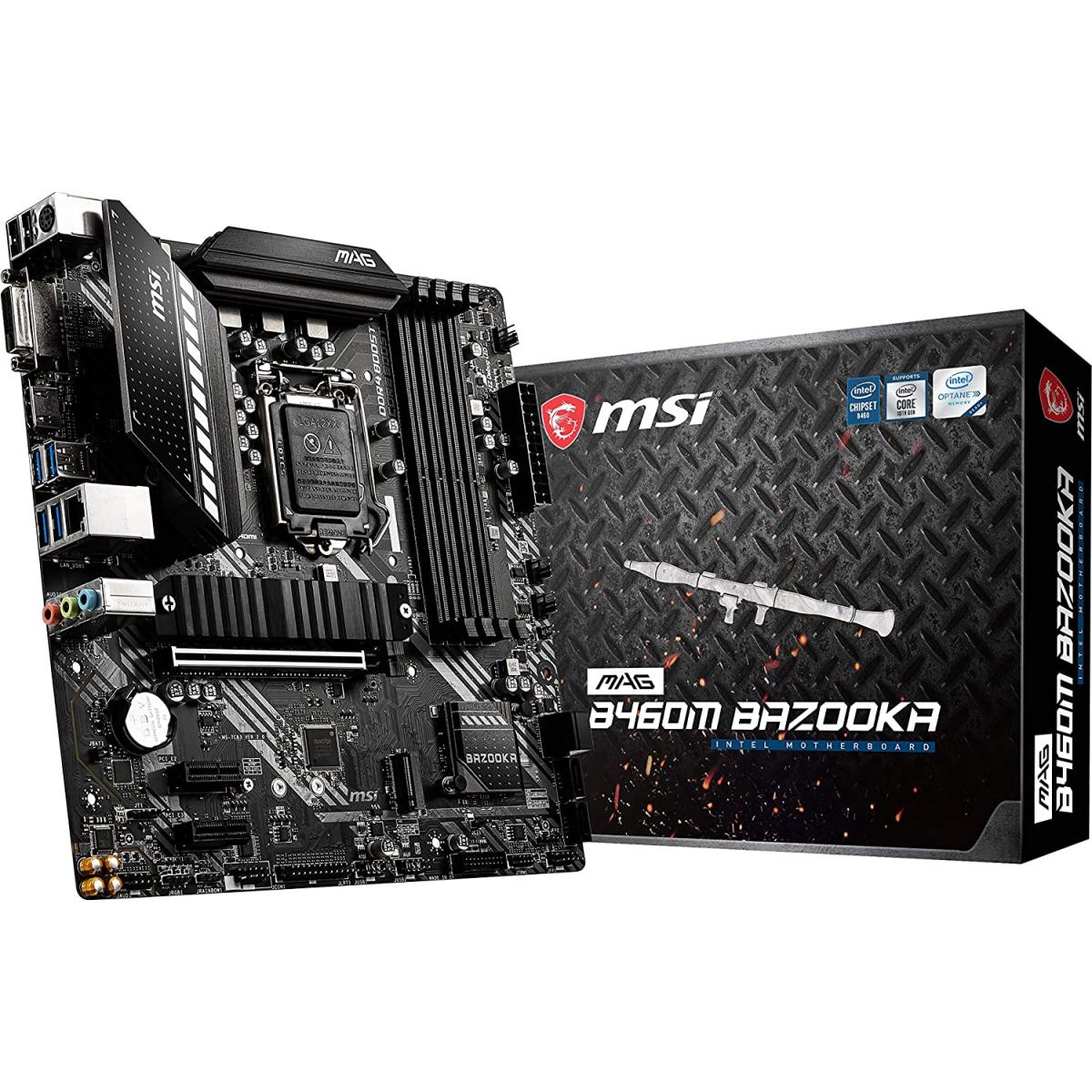 MSI MAG B460M BAZOOKA LGA 1200 Intel B460 SATA 6Gb/s M.2 Micro ATX Intel Motherboard