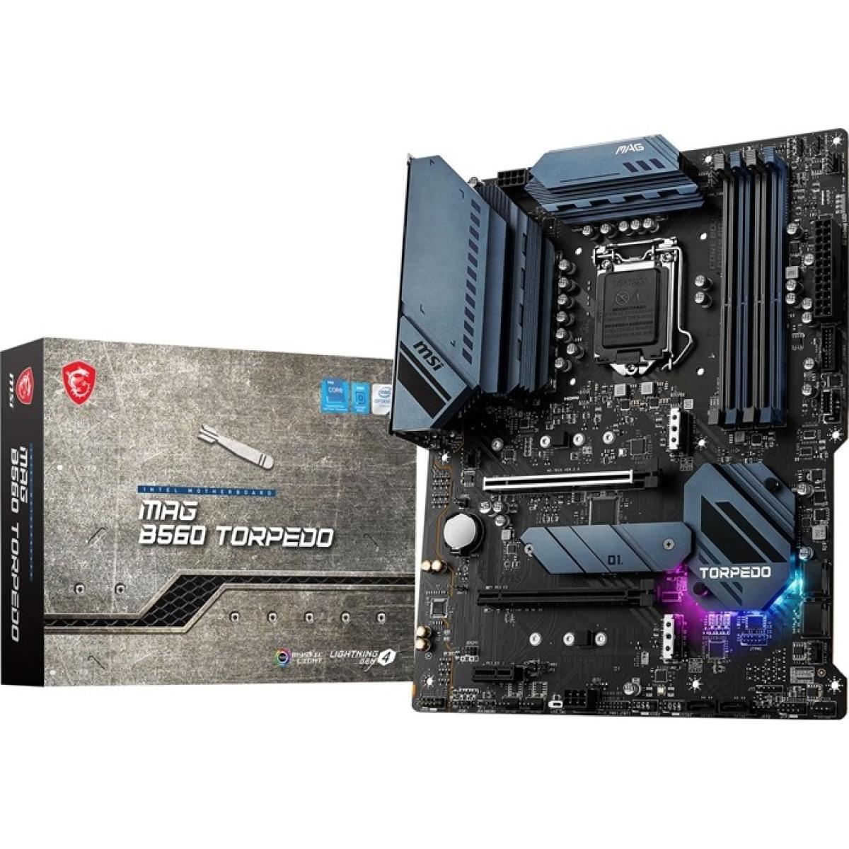 MSI MAG B560 TORPEDO LGA 1200 Intel B560 11th Intel CPUs Pcie Gen 4.0, M.2, SATA 6Gb/s ATX Intel Motherboard