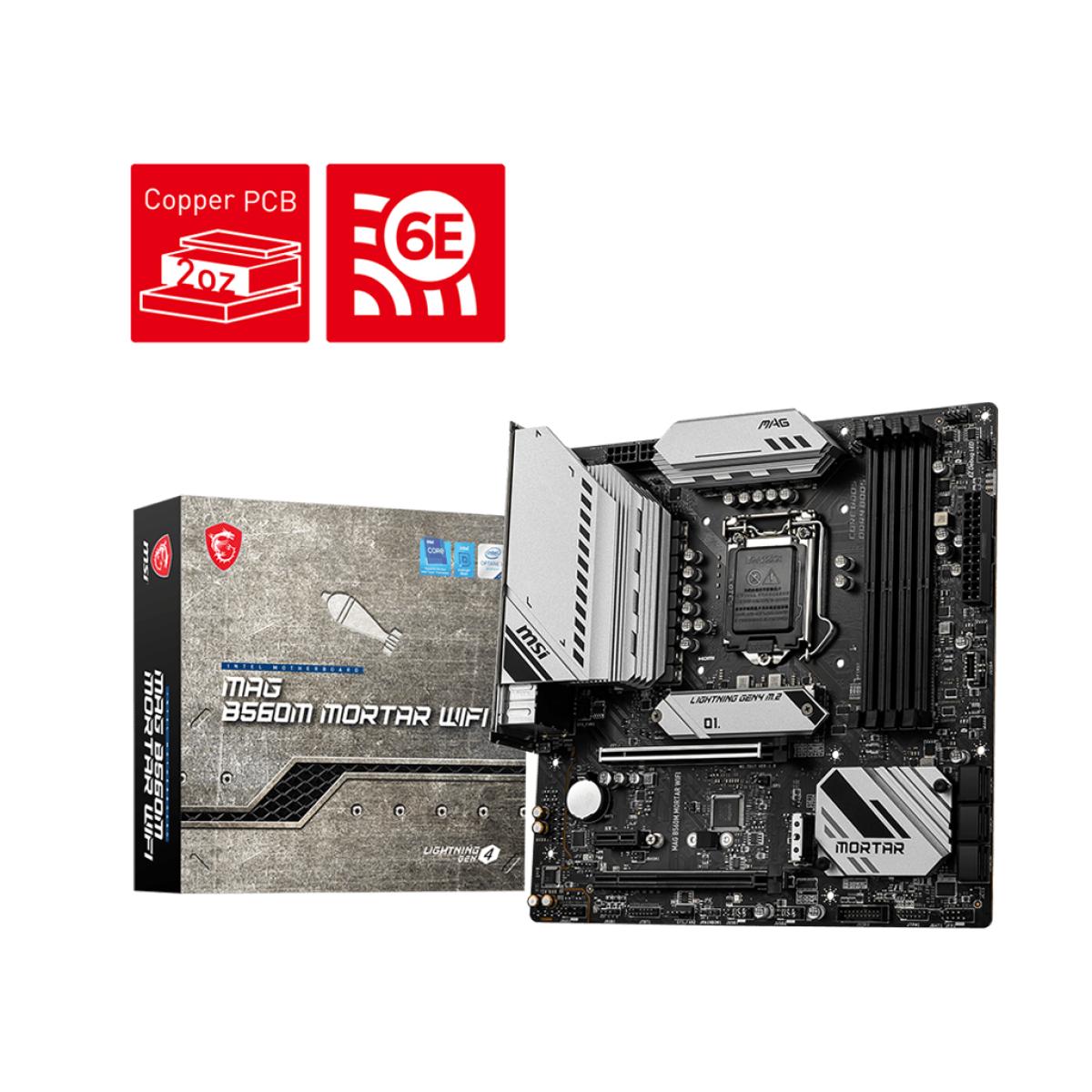 MSI MAG B560M MORTAR WIFI LGA 1200 11th & 10th Intel CPUs Pcie Gen 4.0 , SATA 6Gb/s Micro ATX - Motherboard