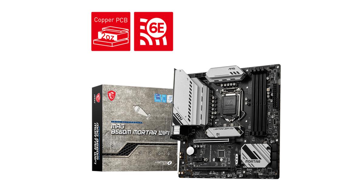 MSI MAG B560M MORTAR WIFI LGA 1200 11th & 10th Intel CPUs Pcie Gen 4.0 ...