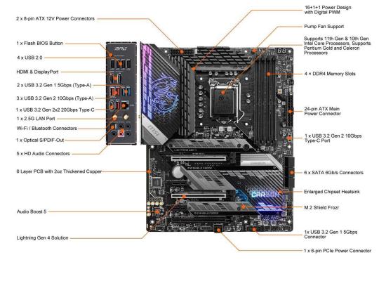 MSI MPG Z590 GAMING CARBON WIFI LGA 1200 Intel Z590 PCIE 4.0, M.2, SATA 6Gb/s ATX Gaming Motherboard
