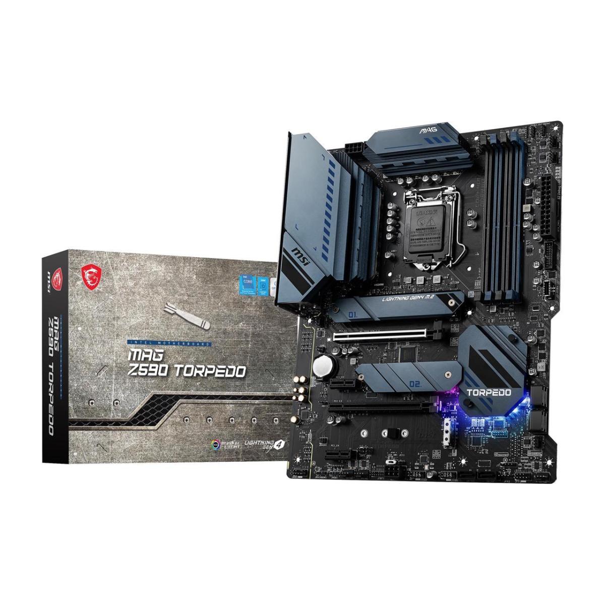MSI MAG Z590 TORPEDO LGA 1200 Intel Z590 11th & 10th Intel CPUs Pcie Gen 4.0 , SATA 6Gb/s ATX Intel Motherboard