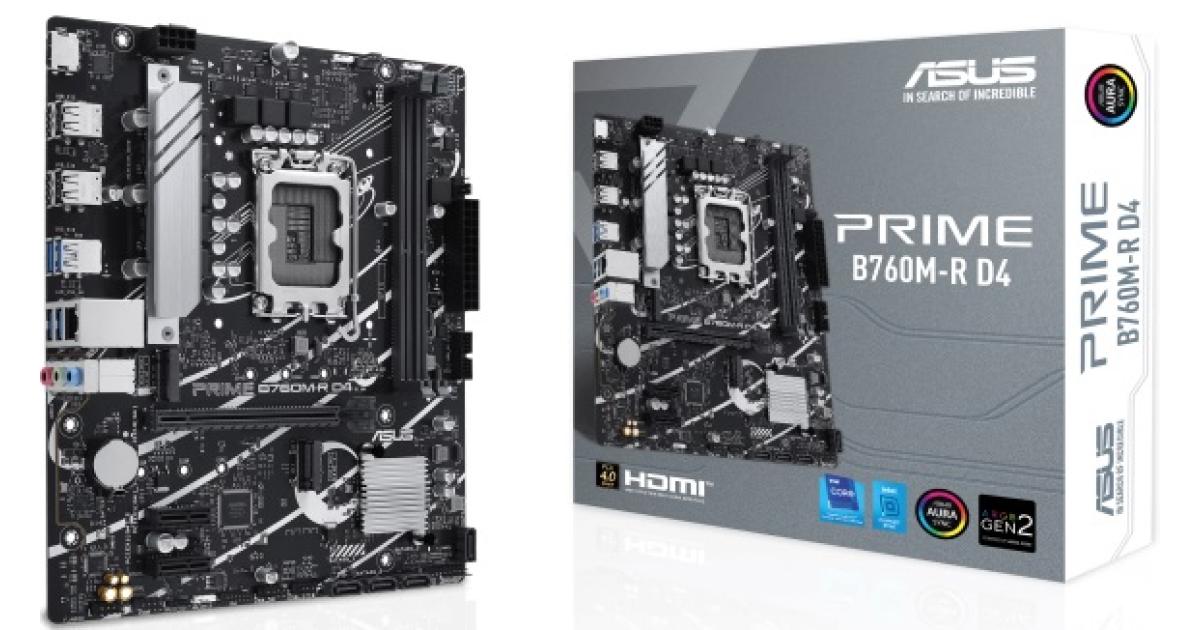 ASUS PRIME B760M-R D4, Intel 14th 13th 12th Series, LGA 1700