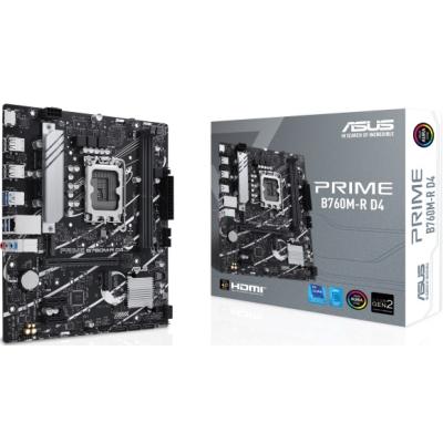 ASUS PRIME B760M-R D4, Intel 14th 13th 12th Series, LGA 1700/DDR4/PCIe 4.0/2xM.2 - mATX Gaming MotherBoard