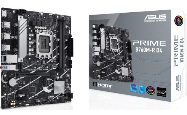 ASUS PRIME B760M-R D4, Intel 14th 13th 12th Series, LGA 1700/DDR4/PCIe 4.0/2xM.2 - mATX Gaming MotherBoard