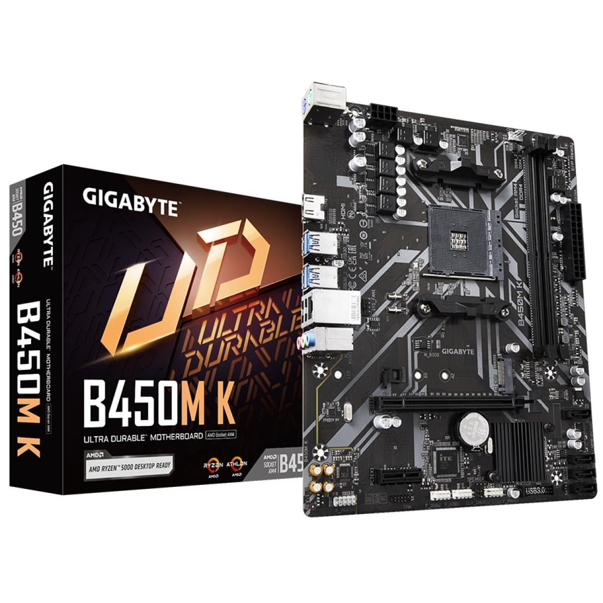 GIGABYTE B450M K, AMD AM4, /DDR4/PCIe Gen 3/M.2 - mATX Gaming MotherBoard