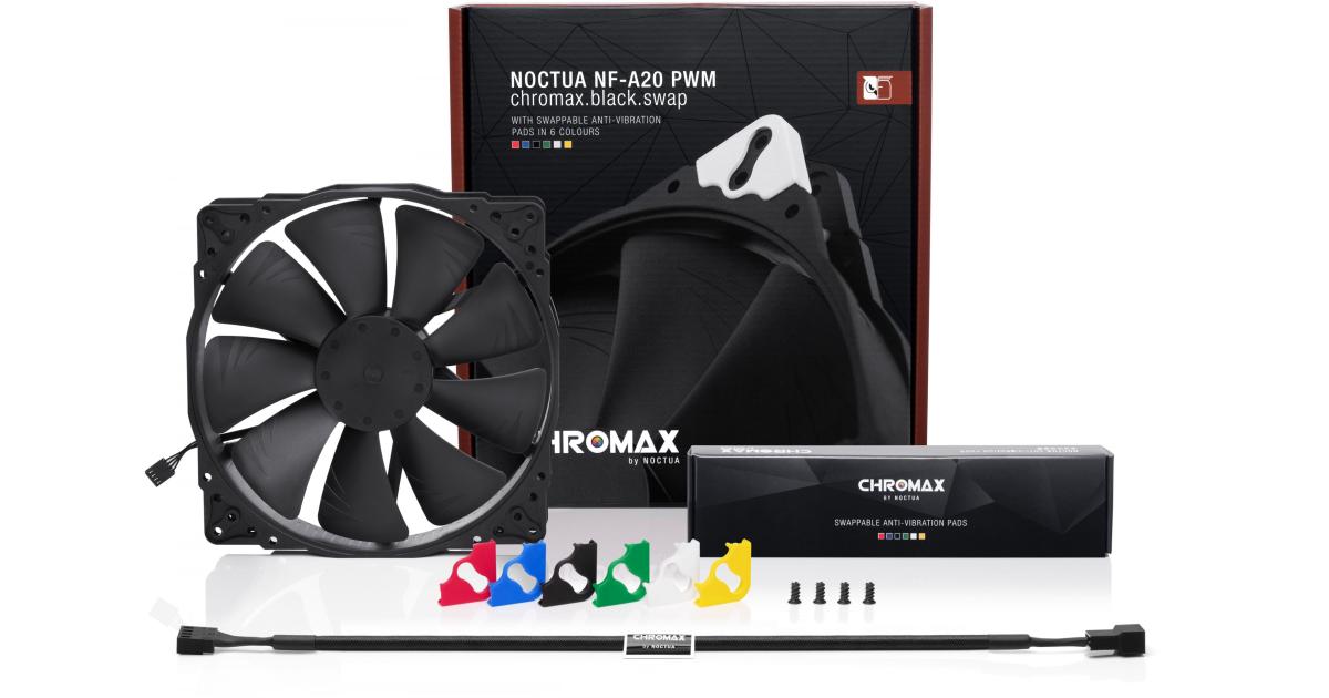 Noctua NF-A20 PWM chromax.Black.swap, Premium Quiet Fan, 4-Pin ...